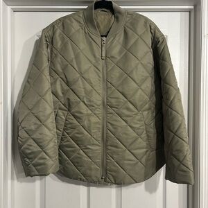 & Other Stories Oversized Quilted Bomber Jacket Green Size S